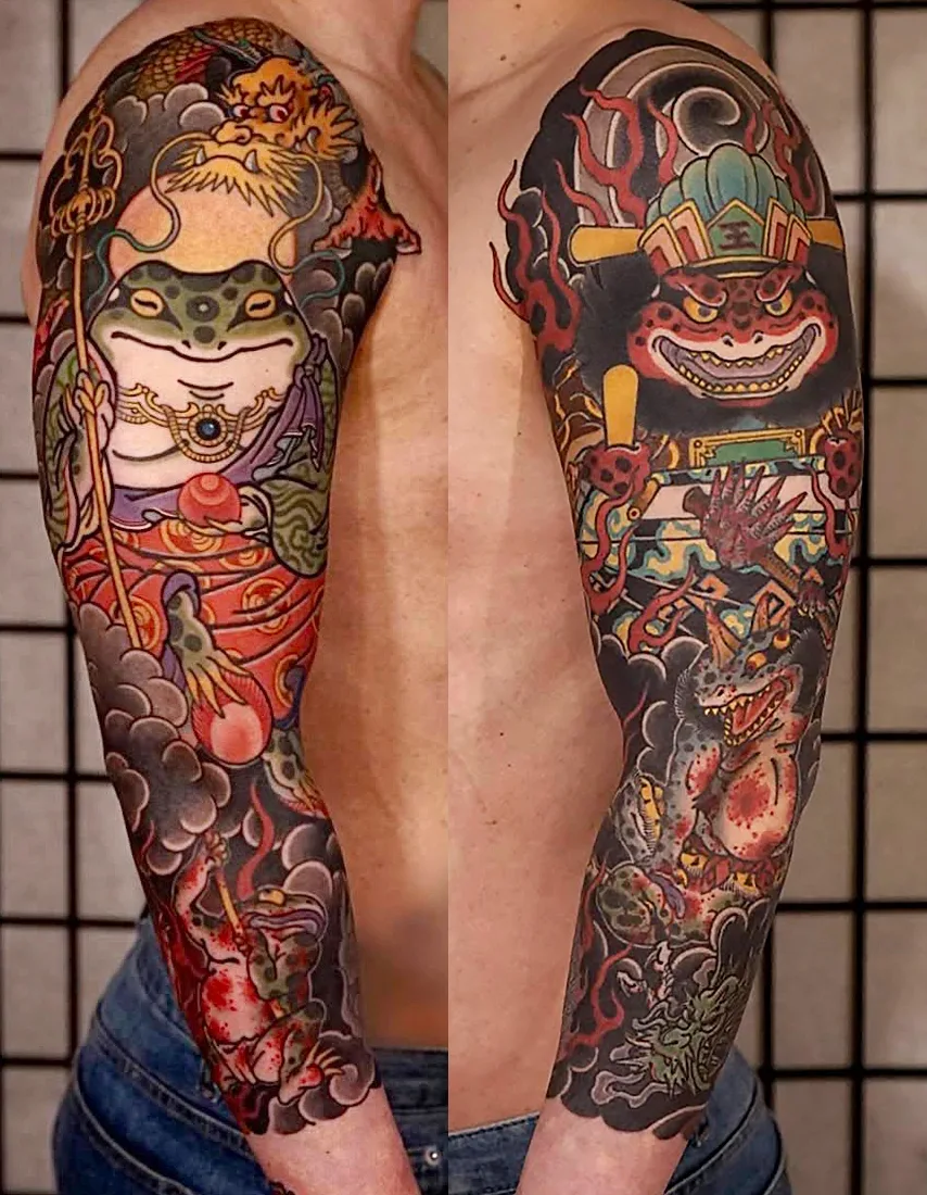 Arm Sleeves Japanese Toad Emperor done by Uncle Baki
