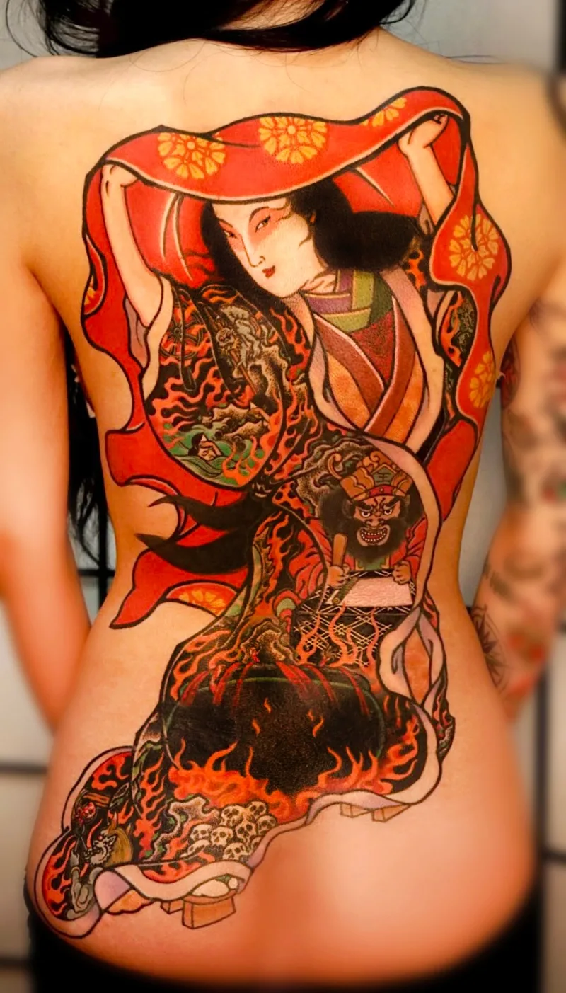 Back Piece woman tattoo done by Uncle Baki (1)