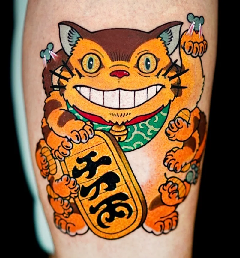 Golden Cat Tattoo done by Uncle Baki (1)