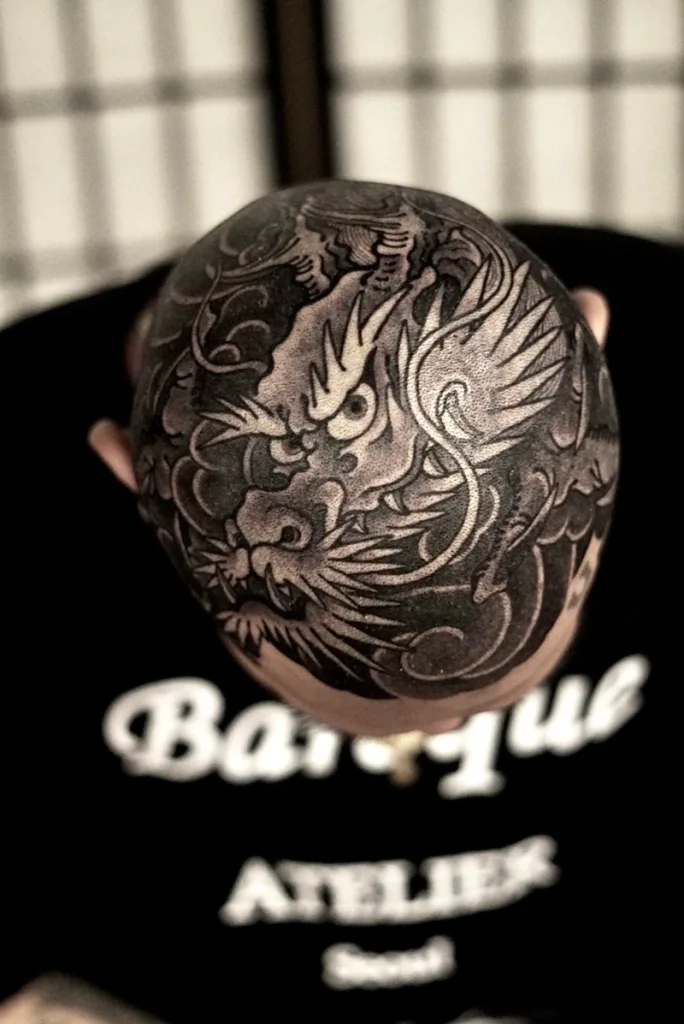 Head dragon tattoo done by Uncle Baki (1)