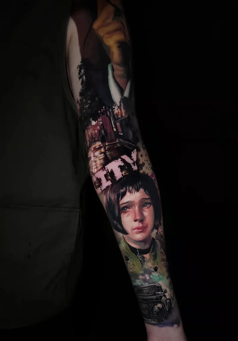 Leon arm sleeve tattoo done by Shang Qi Liu