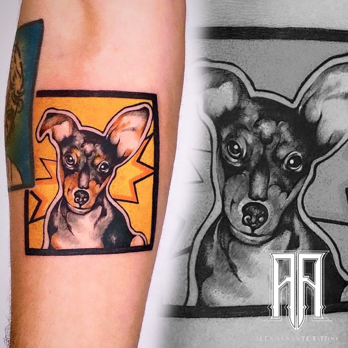 Alex Assante color dog Tattoo