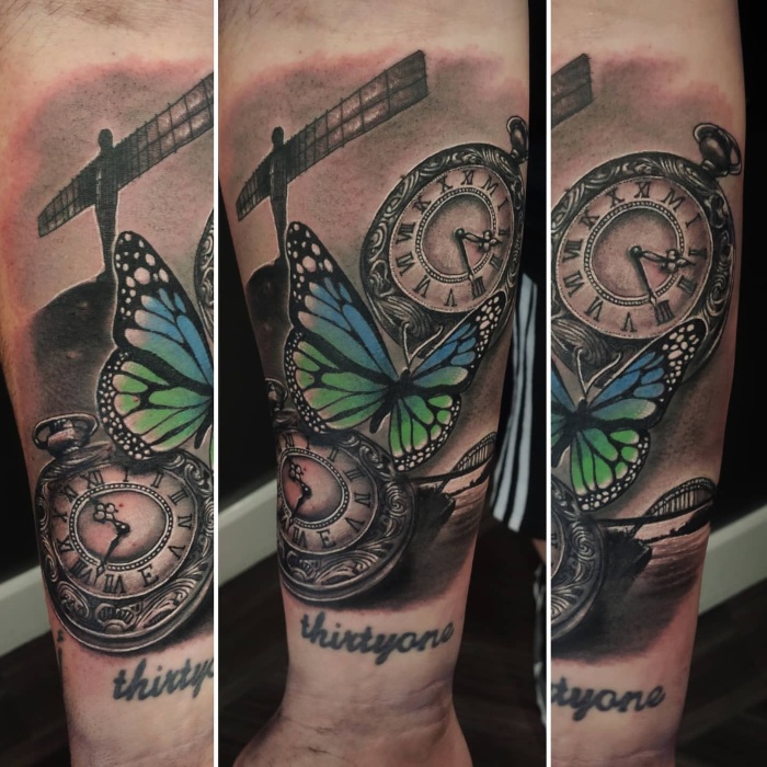 Alex Natochi Interview clock tattoo