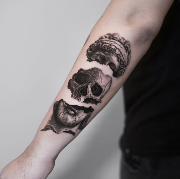 Clay Tattoos • Evoking Ancient Worlds Through Art Amanda Claytattoo Interview skull tattoo