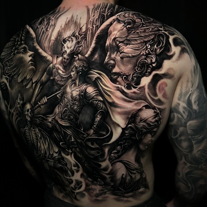 Carl Grace full back tattoo