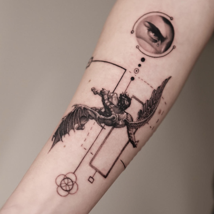 Carmine Abblasio • Crafting The Art of Miniature Tattoos Clamine Abblasio Lucifer Tattoo