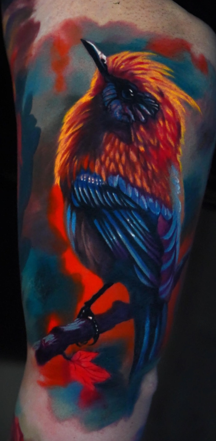 Kris King Interview color realism bird tattoo