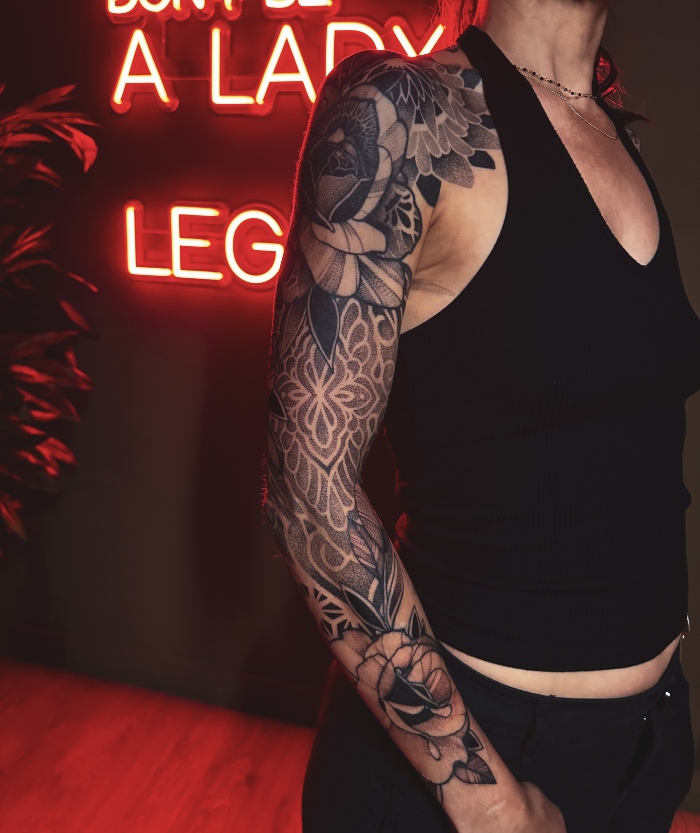 Alyson Dacher Interview Flower hand tattoo