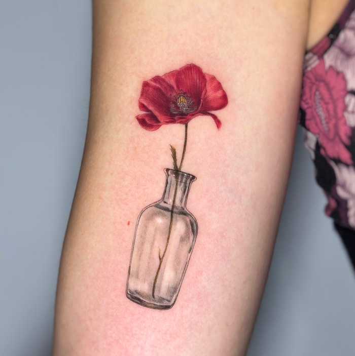 Noemy Cotardo Interview poppy flower tattoo