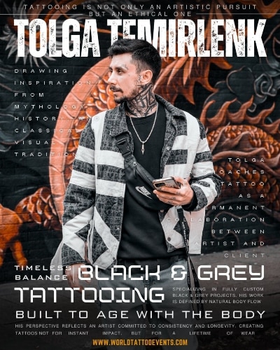 Tolga Temirlenk • Timeless Balance: Black & Grey Tattooing Built to Age with the Body