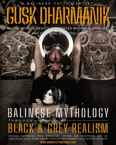 Gusk Dharmanik • Balinese Mythology Through Black & Grey Realism 14 April 2026